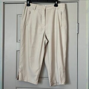 Christopher & Banks polyester capri light tan pants Sz 8